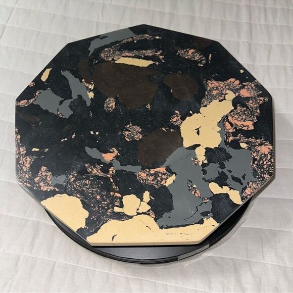 DVF x Target Lazy Susan Black Gray Brown Pink Cream Marble Stone Serve Board - Picture 3 of 5